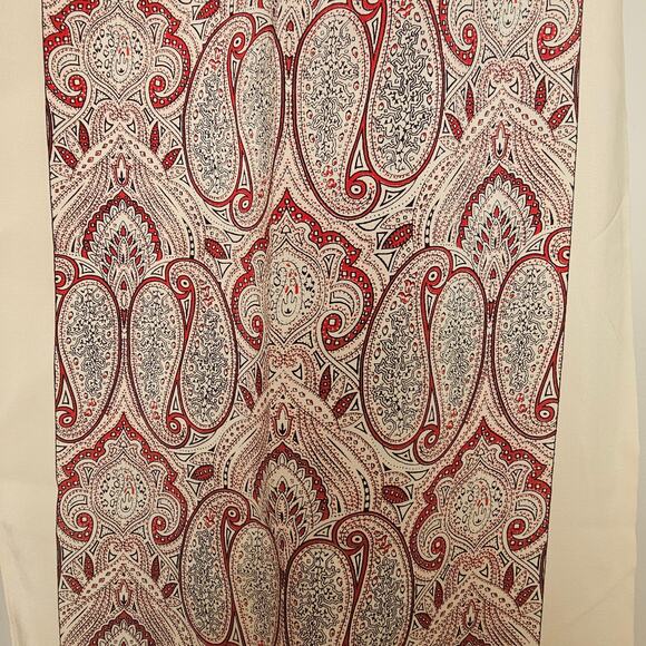 Emanuel Ungaro Paisley Silk Oblong Scarf – Red & Ivory Long Designer Wrap - Picture 2 of 5